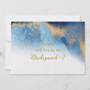 Ocean Blue Golden Will You Be My Bridesmaid Invitation