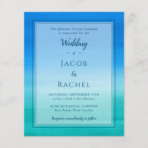 Ocean Blue Green Beach Wedding Invitation