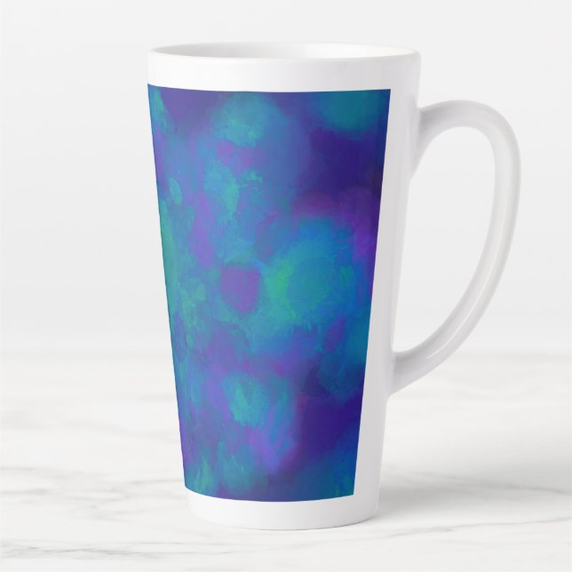 Ocean Blue Green Teal Watercolor Coastal Abstract  Latte Mug (Right)