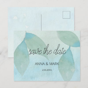 Ocean Blue Green Watercolor Transparent Original Holiday Postcard