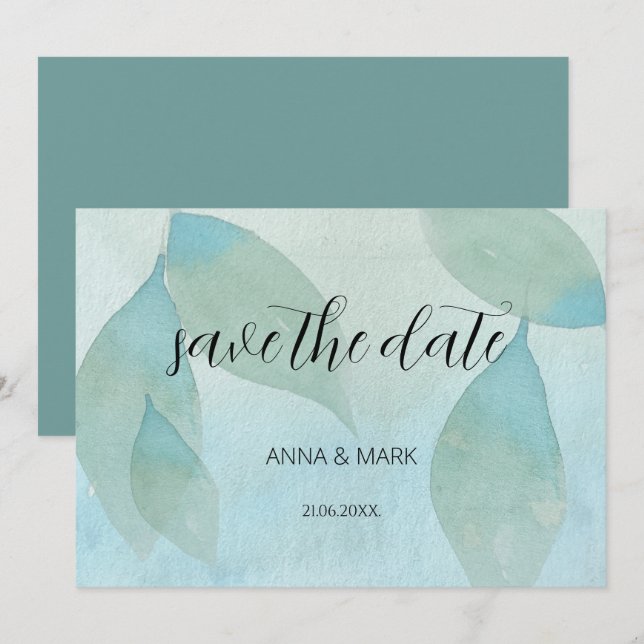 Ocean Blue Green Watercolor Transparent Original Invitation (Front/Back)