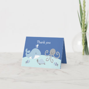 Ocean Blue Grey Whale Note Cards