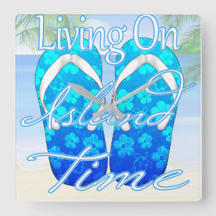 Ocean Blue Island Time Square Wall Clock