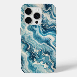Ocean Blue Marble with White Streaks iPhone 15 Pro Case