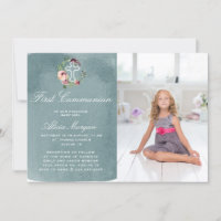 ocean blue marsala floral first communion