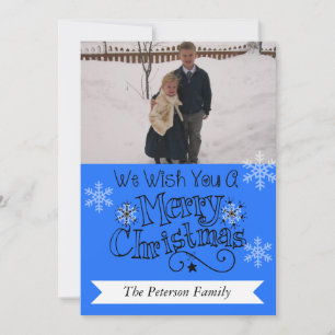 Ocean Blue Merry Christmas Photo Holiday Card