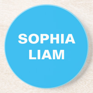 Ocean Blue Minimalist Personalized Name Design Coaster