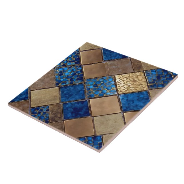 Ocean Blue Modern Beautiful Gold Collection Tile (Side)