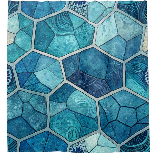 Ocean Blue Mosaic Pattern – Irregular Polygon (Front)