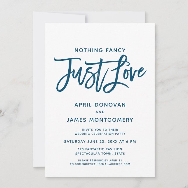 Ocean Blue Nothing Fancy Just Love Brush  Invitation (Front)