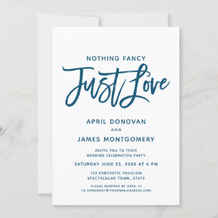 Ocean Blue Nothing Fancy Just Love Brush  Invitation