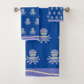  Ocean Blue Octopus Kids Bath Towel Set
