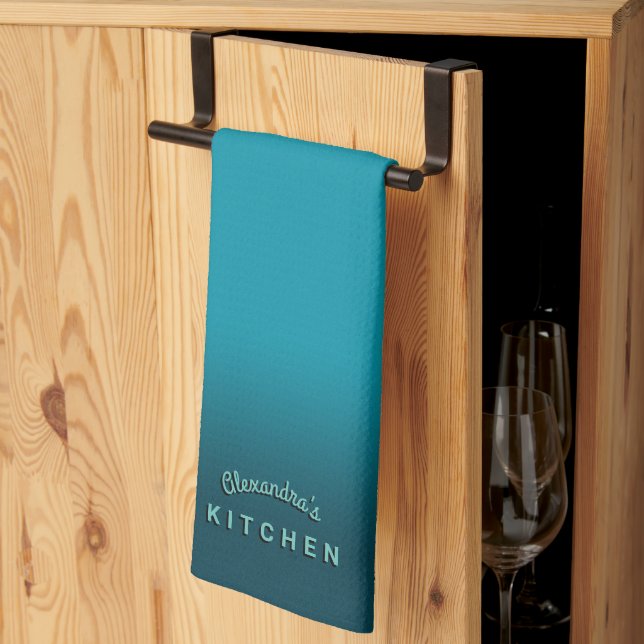 Ocean Blue Ombre Kitchen Towel (Thirds Fold)