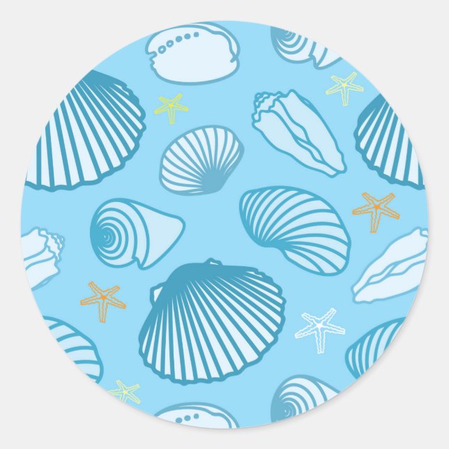 Ocean Blue Pattern Classic Round Sticker (Front)
