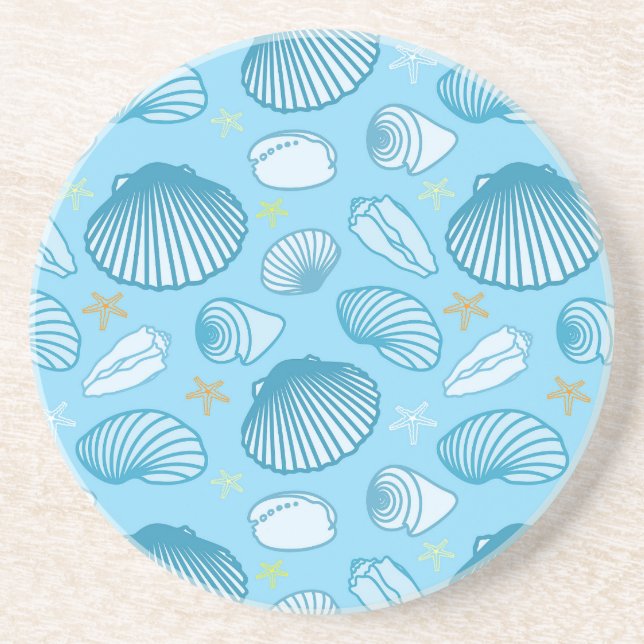 Ocean Blue Pattern Coaster (Front)