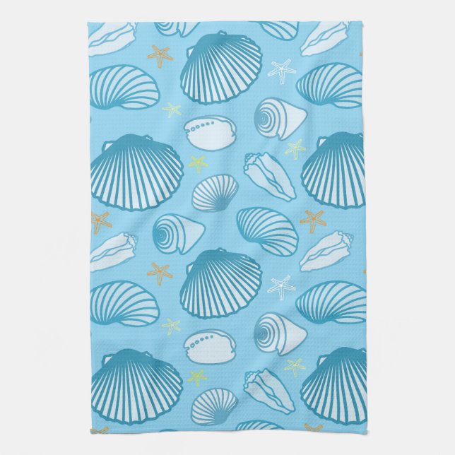 Ocean Blue Pattern Kitchen Towel (Vertical)