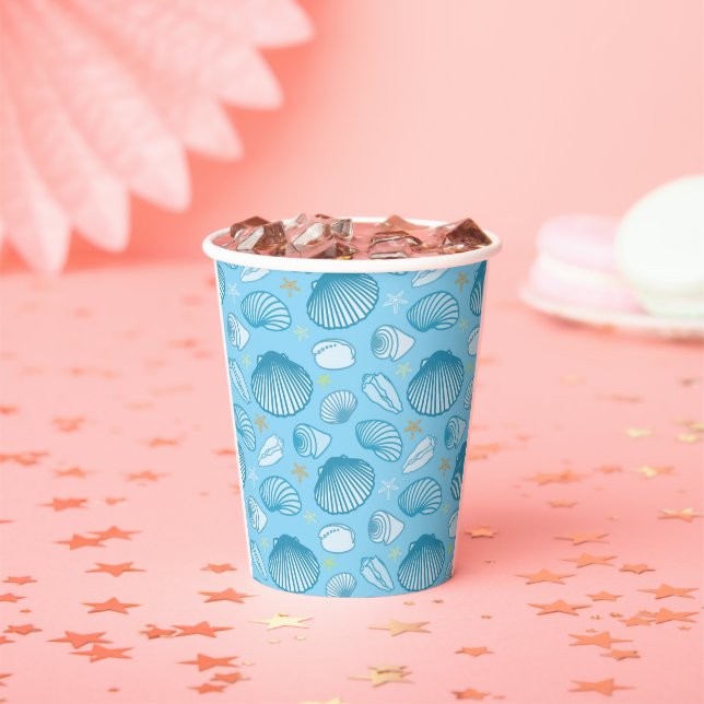 Ocean Blue Pattern Paper Cups (Insitu)