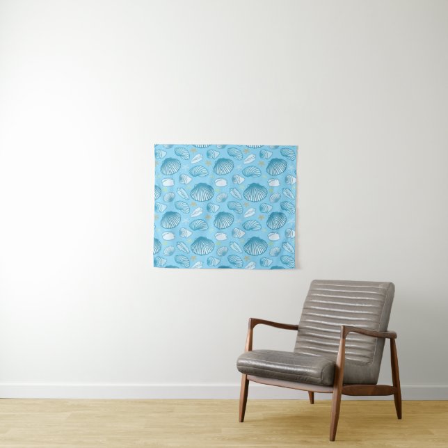Ocean Blue Pattern Tapestry (In Situ (Horizontal))