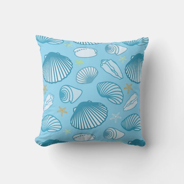 Ocean Blue Pattern Throw Pillow (Front)