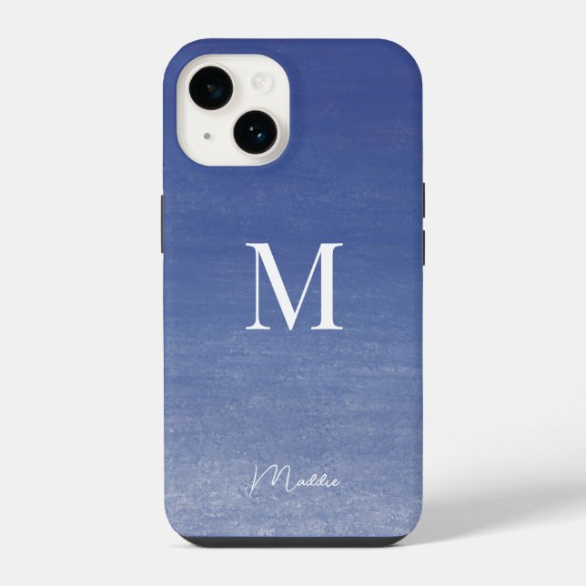 Ocean Blue Personalized Monogram Name  iPhone Case (Back)