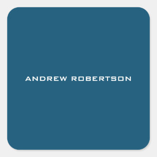 Ocean Blue Plain Elegant Contemporary Unique Square Sticker