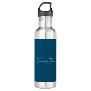 Ocean Blue Plain Elegant Minimalist Calligraphy 710 Ml Water Bottle