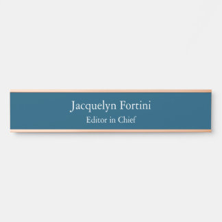 Ocean Blue Plain Elegant Modern Minimalist Door Sign