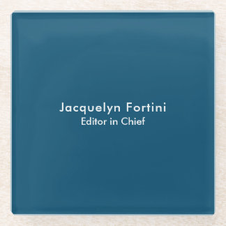 Ocean Blue Plain Elegant Modern Minimalist Glass Coaster