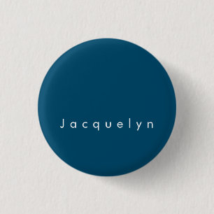 Ocean Blue Plain Elegant Modern Minimalist Name 1 Inch Round Button
