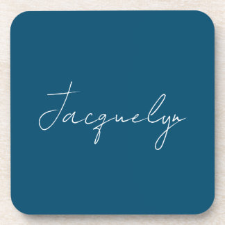 Ocean Blue Plain Elegant Modern Minimalist Name Coaster