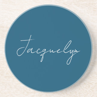 Ocean Blue Plain Elegant Modern Minimalist Name Coaster