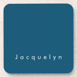 Ocean Blue Plain Elegant Modern Minimalist Name Coaster