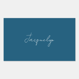 Ocean Blue Plain Elegant Modern Minimalist Name Sticker