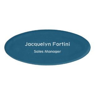 Ocean Blue Plain Elegant Modern Minimalist Name Tag