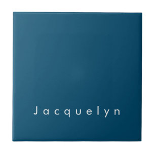 Ocean Blue Plain Elegant Modern Minimalist Name Tile