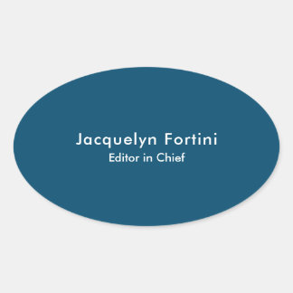 Ocean Blue Plain Elegant Modern Minimalist Oval Sticker