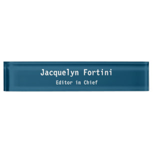 Ocean Blue Plain Elegant Modern Minimalist Simple Nameplate