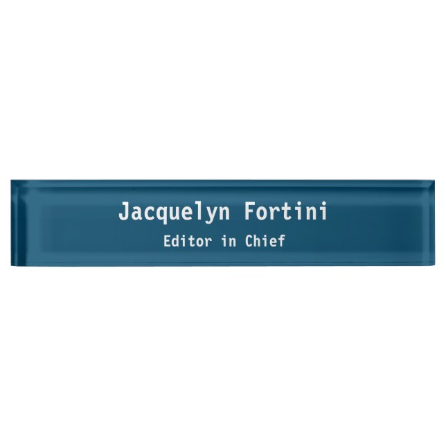 Ocean Blue Plain Elegant Modern Minimalist Simple Nameplate (Front)