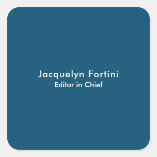 Ocean Blue Plain Elegant Modern Minimalist Square Sticker