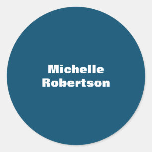 Ocean Blue Plain Minimalist Add Own Name Classic Round Sticker