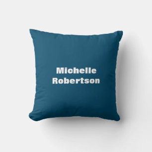Ocean Blue Plain Minimalist Add Own Name Throw Pillow