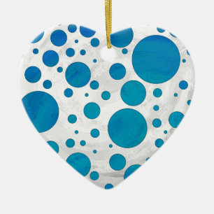 Ocean Blue Polka Dots Ceramic Ornament