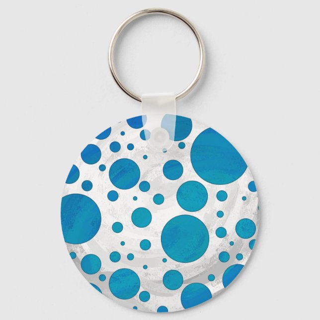 Ocean Blue Polka Dots Keychain (Front)