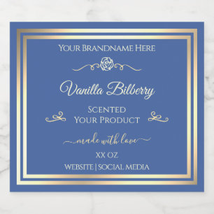 Ocean Blue Product Label Gold Frame Vintage Rose