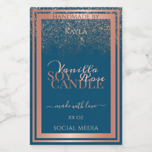Ocean Blue Product Packaging Étiquette Rose Gold F