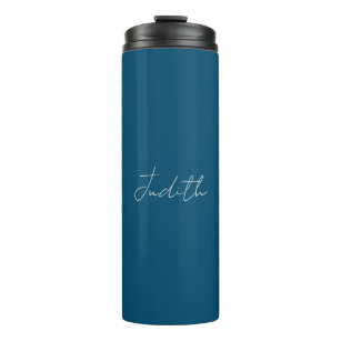 Ocean Blue Professional Calligraphy Add Name Thermal Tumbler