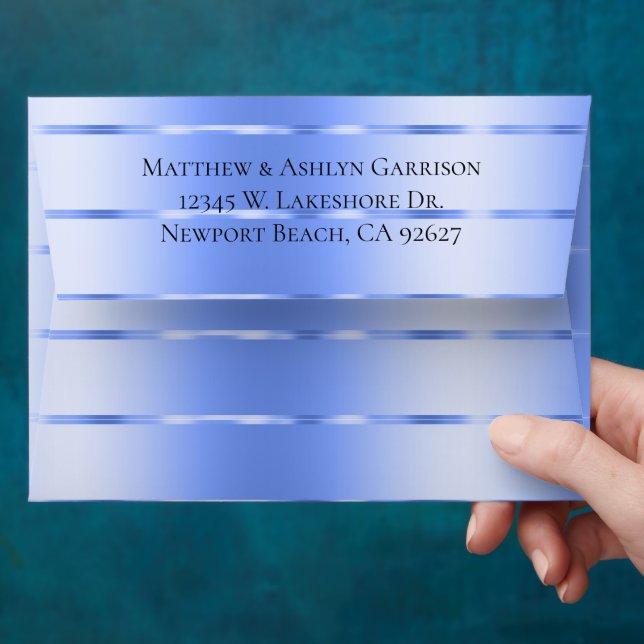 Ocean Blue Ribbon Bridal Shower or Wedding Envelope (Hand)