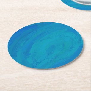 Ocean Blue Round Paper Coaster