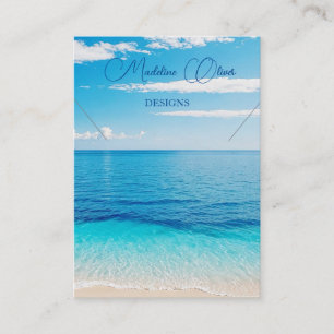  Ocean Blue Scene Necklace Display Business Card
