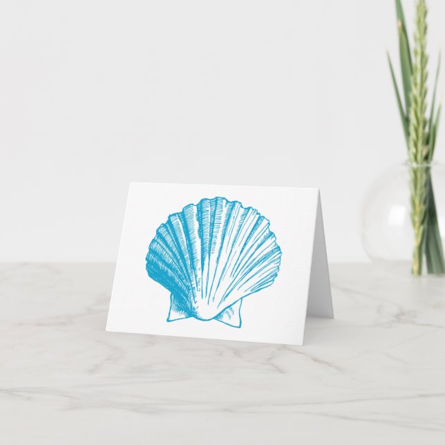 Ocean Blue Sea Shell Merci Cartes de notes (Devant)